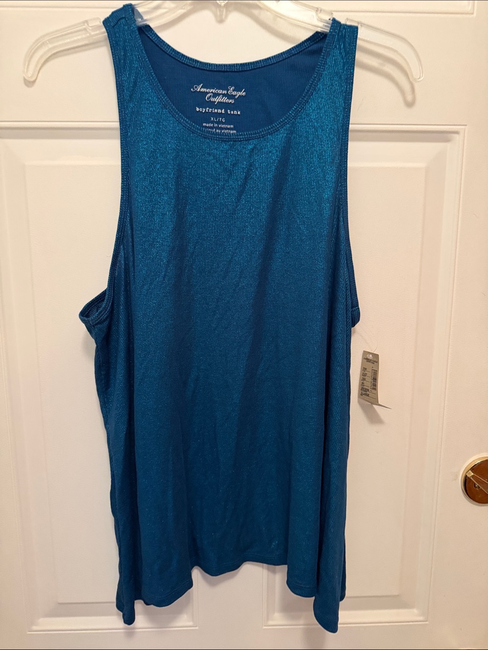 American Eagle Blue Metallic Boyfriend Tank   XL. NWT